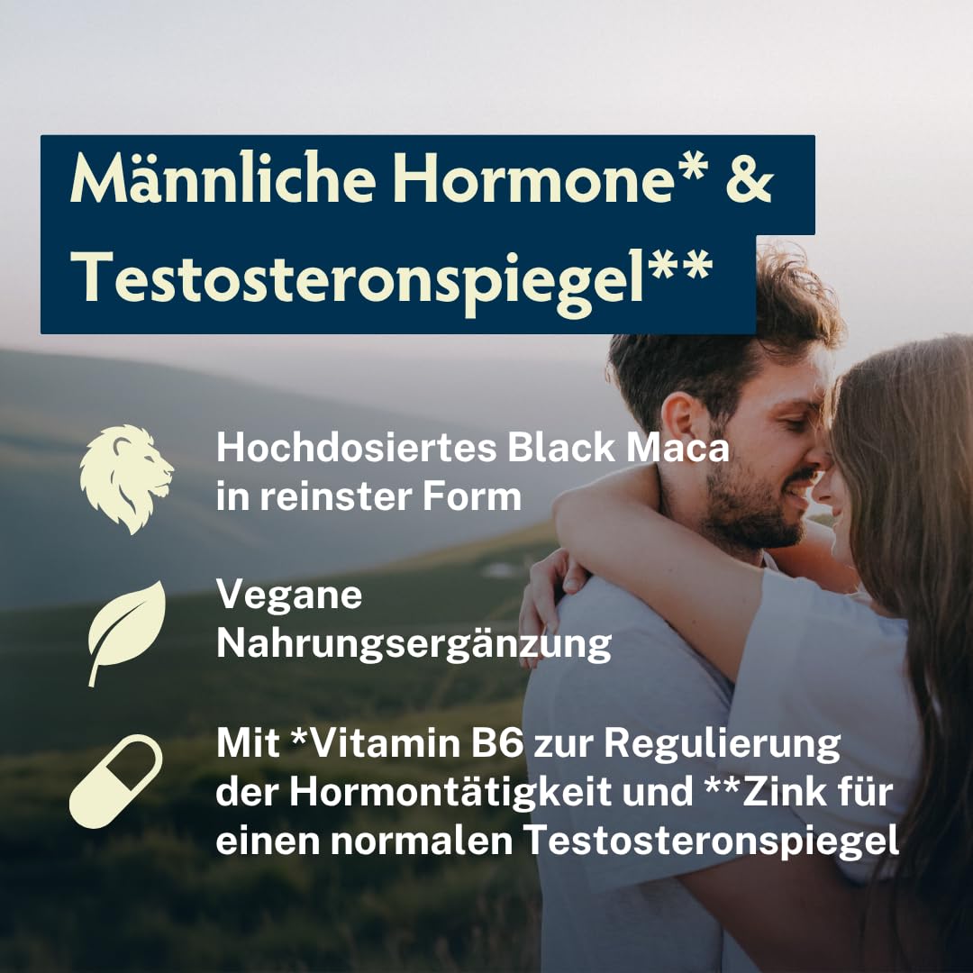MascuPRO Mann & Kraft - Vorteilsbox für 3 Monate | Black Maca, Tribulus Terrestris, Bockshornklee, Cordyceps, Zink & Aminosäuren | vegan
