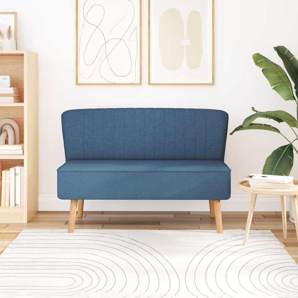 Canape 2 Places 117x55,5x77 cm Tessuto Blu Legno | Telaio in legno solido, comodo cuscino imbottito, seduta per soggiorno, facile da montare