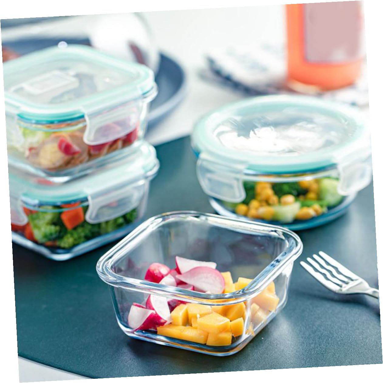 Operitacx 3 Piezas Recipiente de Vidrio para Alimentos, Cuenco Simple