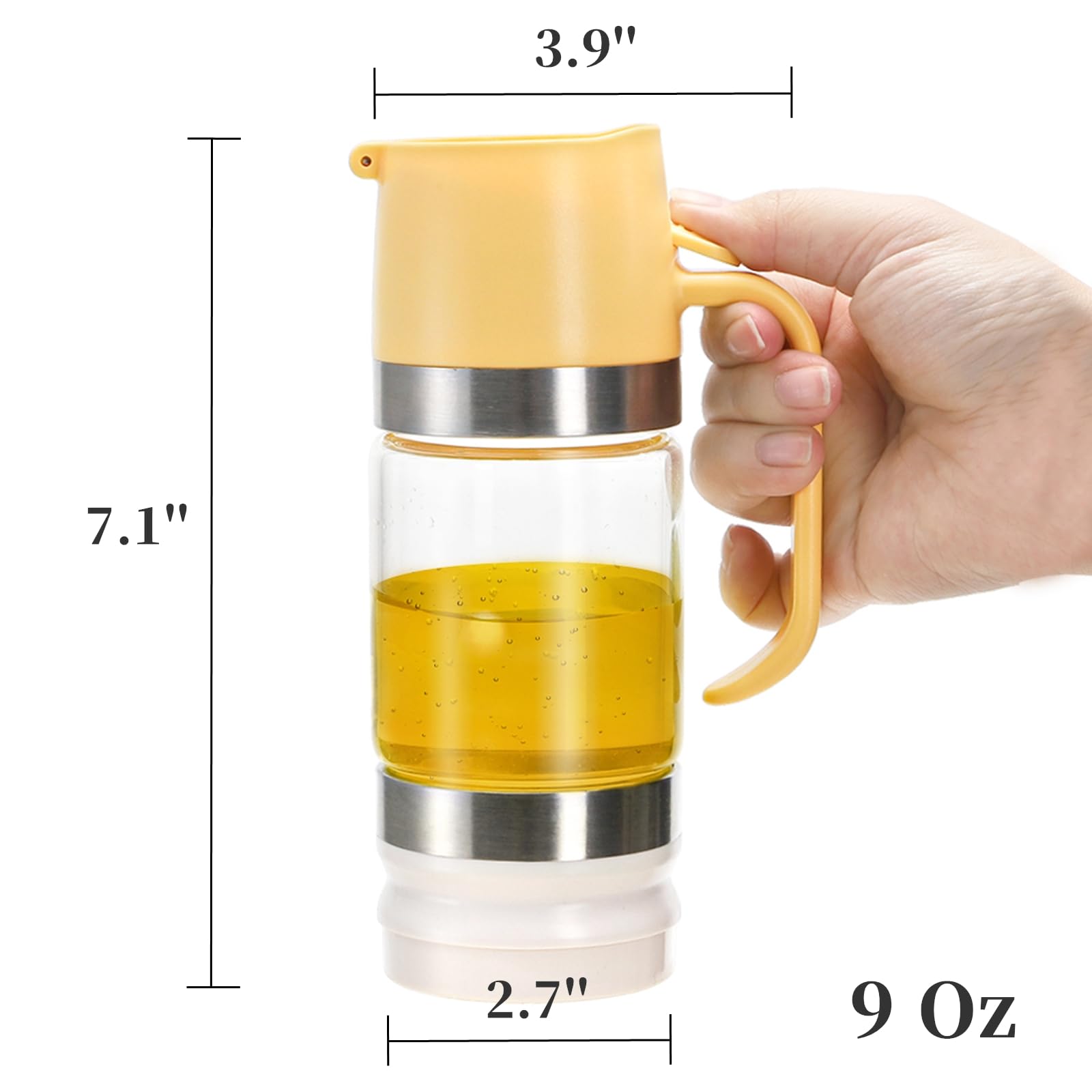 Cididu Honey Dispenser Pot No Drip, Glass Honey Jar 9 Oz, Honey Container with Handle and Lid, Maple Syrup Dispenser with Base, Clear Honey Squeeze Bottle for Bread Tea Coffee Yogurt, Easy to Use