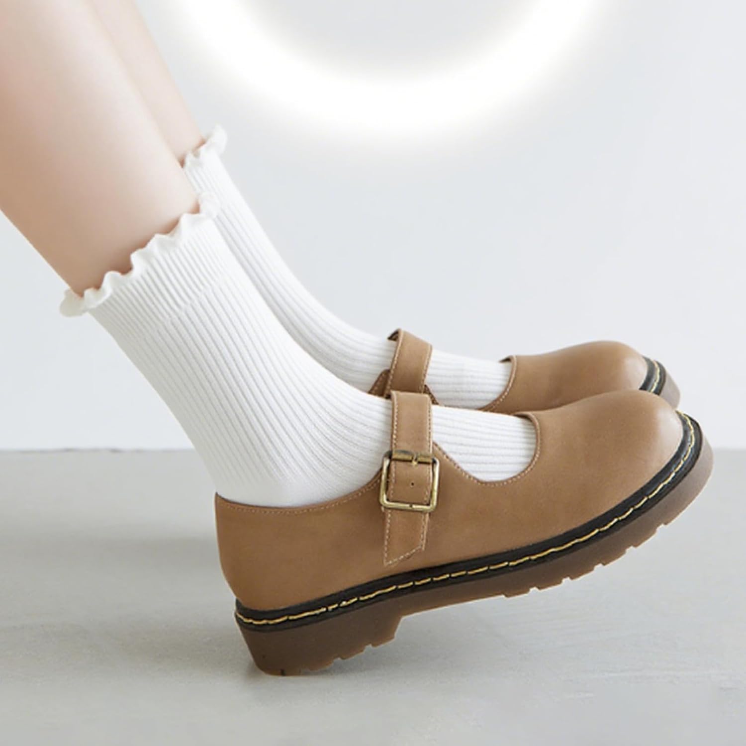 5 Pairs Womens Striped Crew Socks, Cotton Cozy Casual Socks for Women,Breathable Cool,Size 5-10 - Image 3