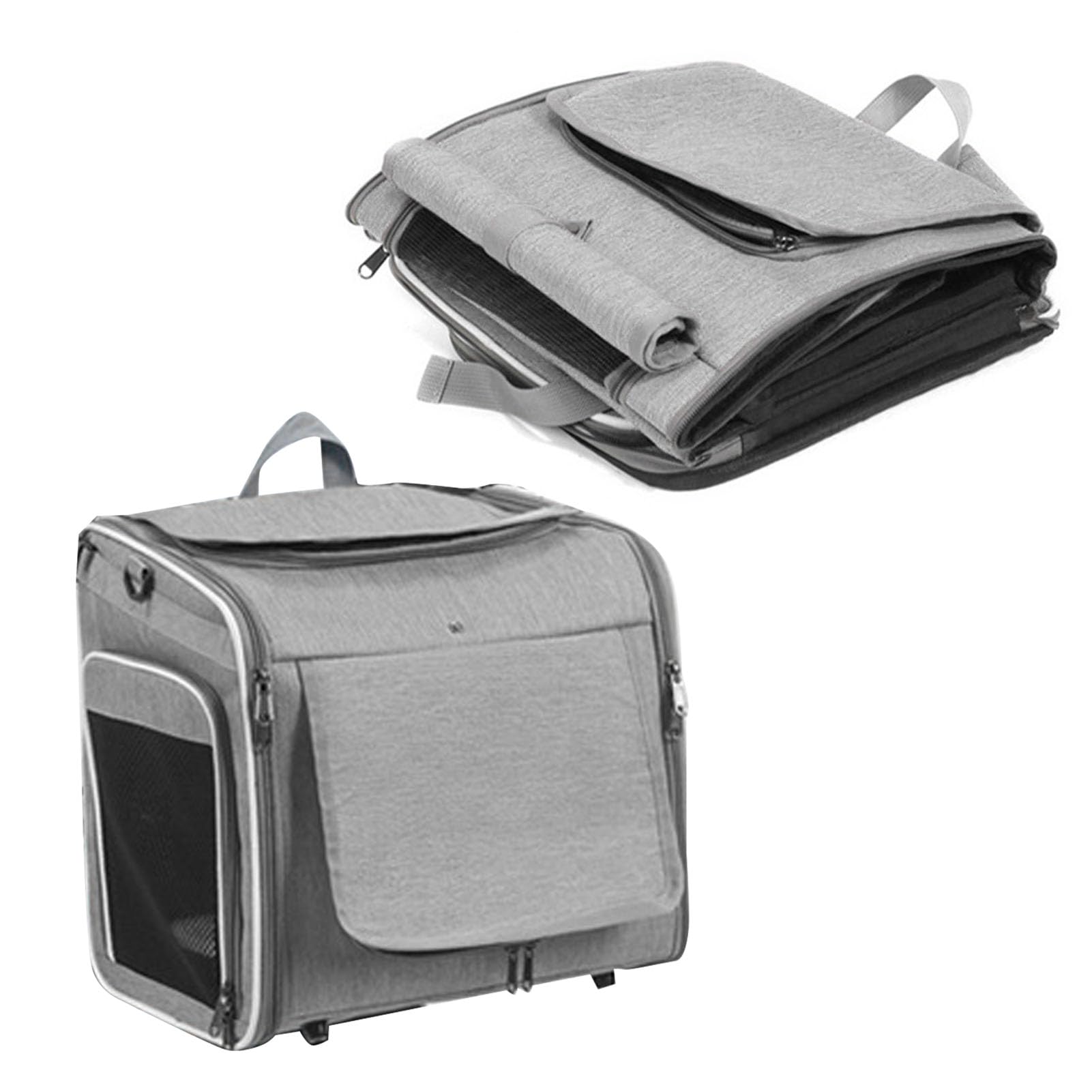 Luocute Panier de Vélo pour Chien, Sac à Dos de Transport Extensible à Côtés Souples avec Support de Guidon Dégagement Rapide et 4 Fenêtres en, pour Chiots de Petite et Moyenne (Grey)