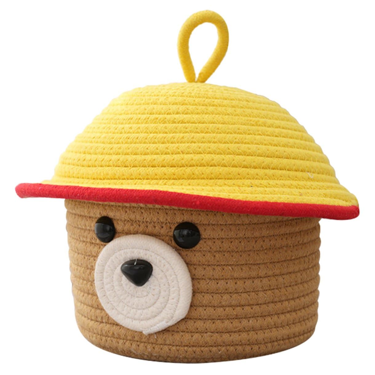 Panier de rangement tissé en coton avec couvercle boîte déco - 8