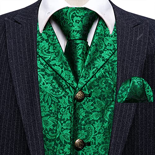 Image of Barry.Wang Mens Silk Lapel /Shawl Collar Vest Tie Sleeve Holder Set Formal /Casual Paisley Vests Wedding Tuxedo Waistcoat
