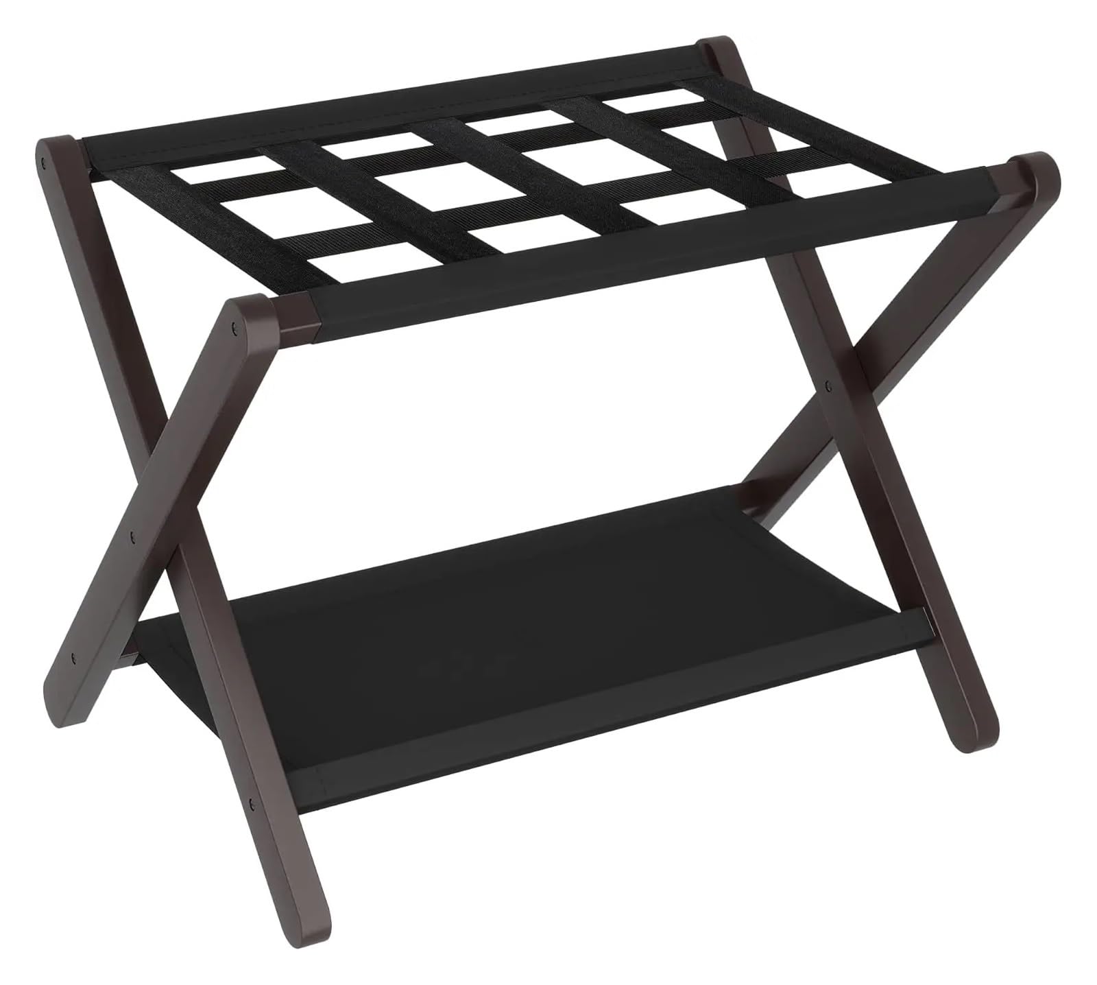 Porte-bagages pliable marron avec étagère support robuste chambre d'amis