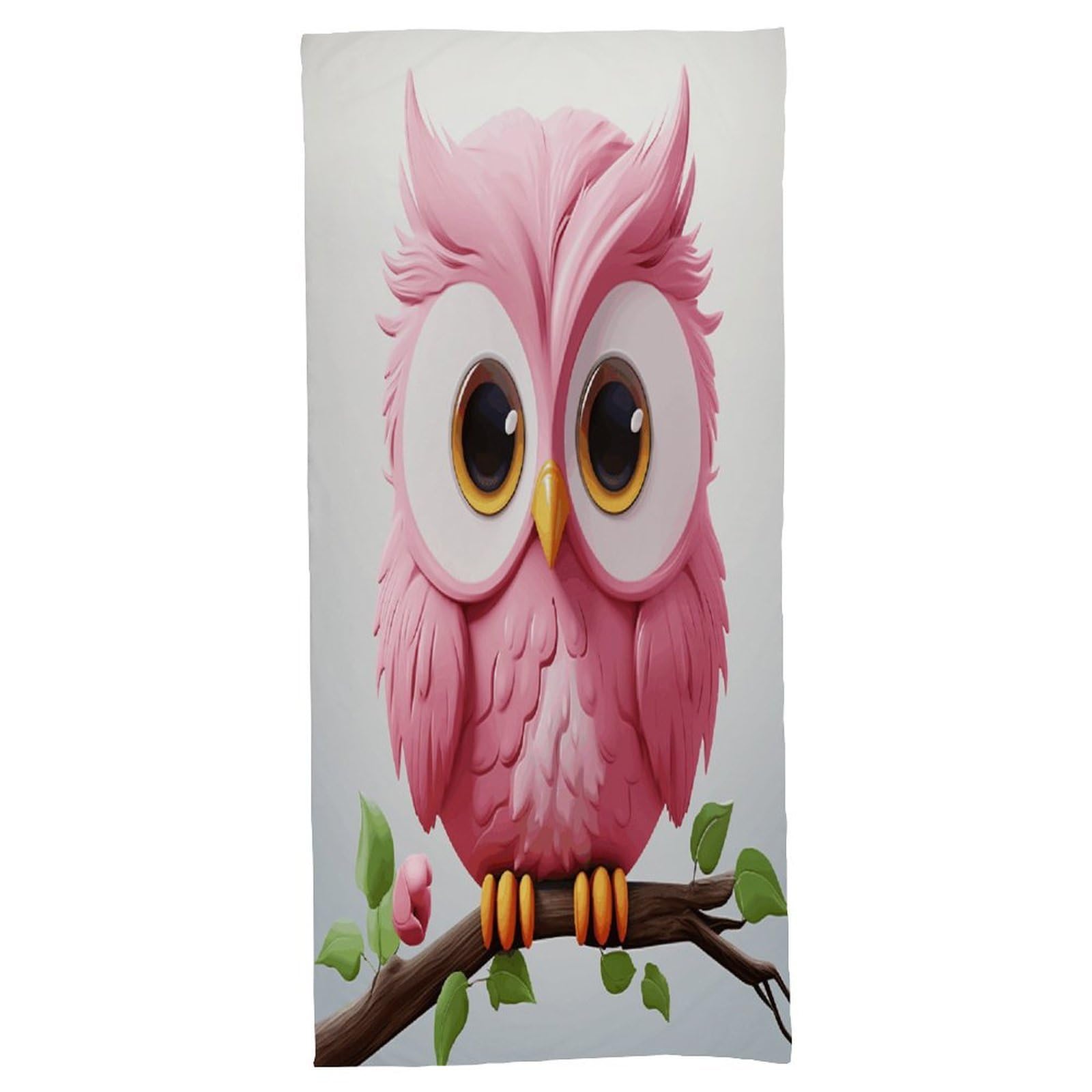 Fodpand Style A Pink Owl Bath Towel, Highly Absorbent & Quick Drying Beach Towel, Compact & Lightweight Pool Towel For Bathroom, Beach, Pool, Gym, Spa, And Hotel Use