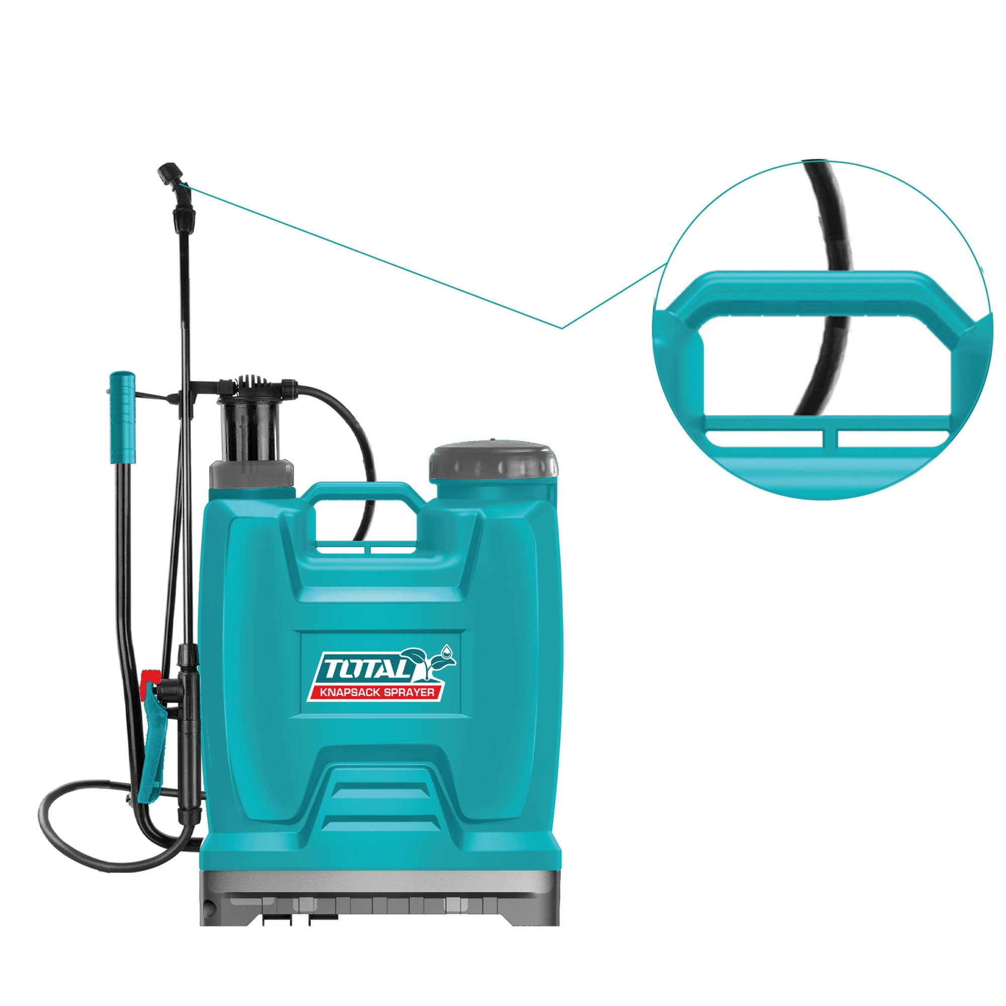 Total – Pulvérisateur à Pression - Pulvérisateur Dorsal - Haute Pression 4,5 Bar; Utilisation Confortable - 16 litres - Lance en Fibre de Verre - Non spécifié