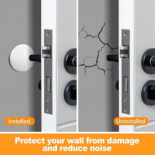Miniatura 2 de Paquete de 10 protectores de pared redondos para pomos de puerta de 1.57 pulgadas, protectores de pared blancos con fuertes autoadhesivos,