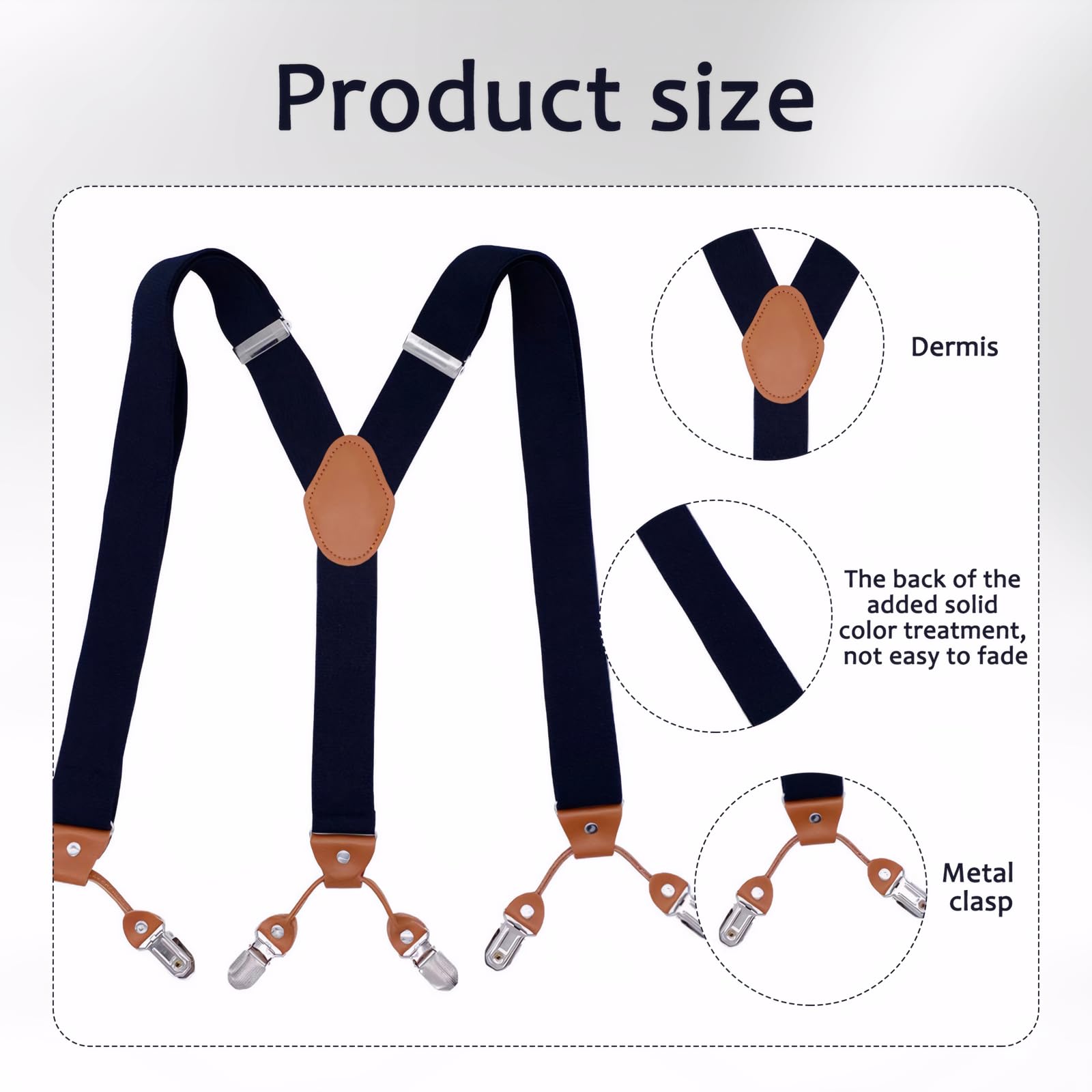 Leather Suspenders, Adjustable Dress Suspenders for Men, for dress pants Jeans Wedding Groomsmen, Adjustable X Back Strap with Swivel Hooks, Stylish and Functional.