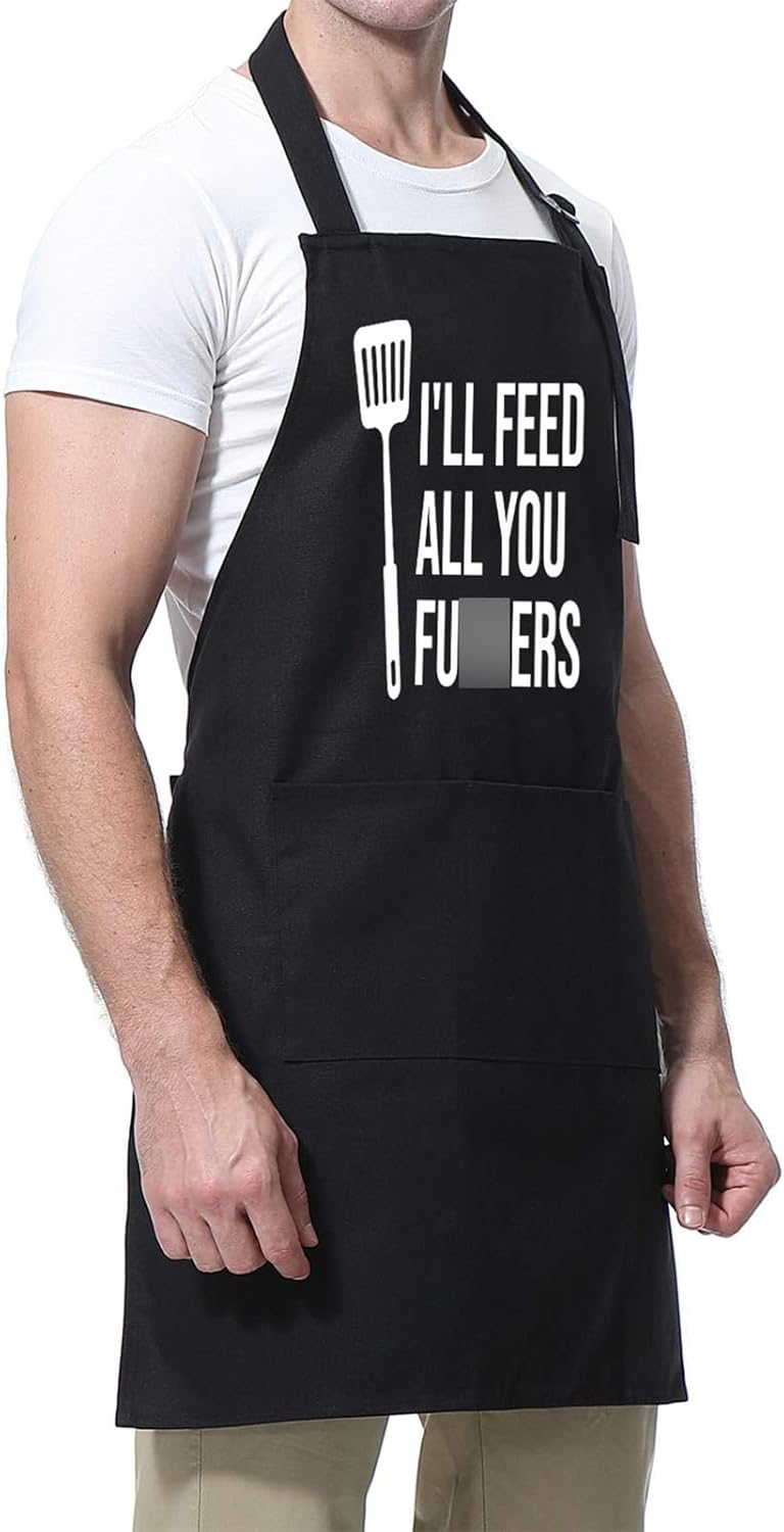 Miracu Funny Cooking Aprons for Men Women, Funny Dad Gifts for Mens Father, Mom - Fathers, Valentines Day, Birthday Gifts for Dad Step Brother Boyfriend Husband, Cool BBQ Grilling Kitchen Chef Apron - Image 6