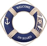 Fangoo Nautical Life Ring Decoration 30CM Beach Decorative Lifebuoy Wall Art Decor for Home Door Hanging Mediterranean Style Crafts Foam Decoration for Cafe Shop Bar - 1