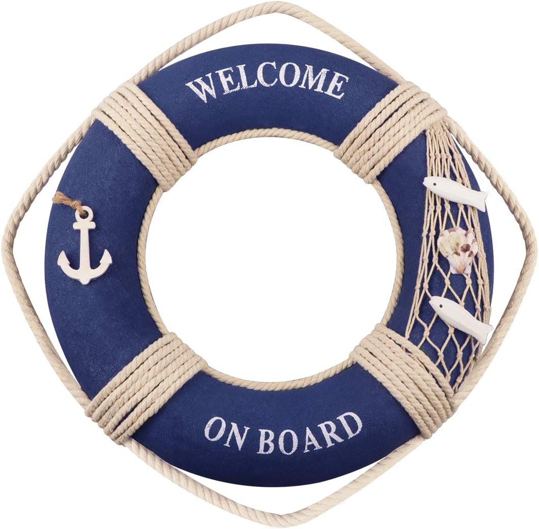 Fangoo Nautical Life Ring Decoration 30CM Beach Decorative Lifebuoy Wall Art Decor for Home Door Hanging Mediterranean Style Crafts Foam Decoration for Cafe Shop Bar