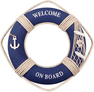 Fangoo Nautical Life Ring Decoration 30CM Beach Decorative Lifebuoy Wall Art Decor for Home Door Hanging Mediterranean Style Crafts Foam Decoration for Cafe Shop Bar