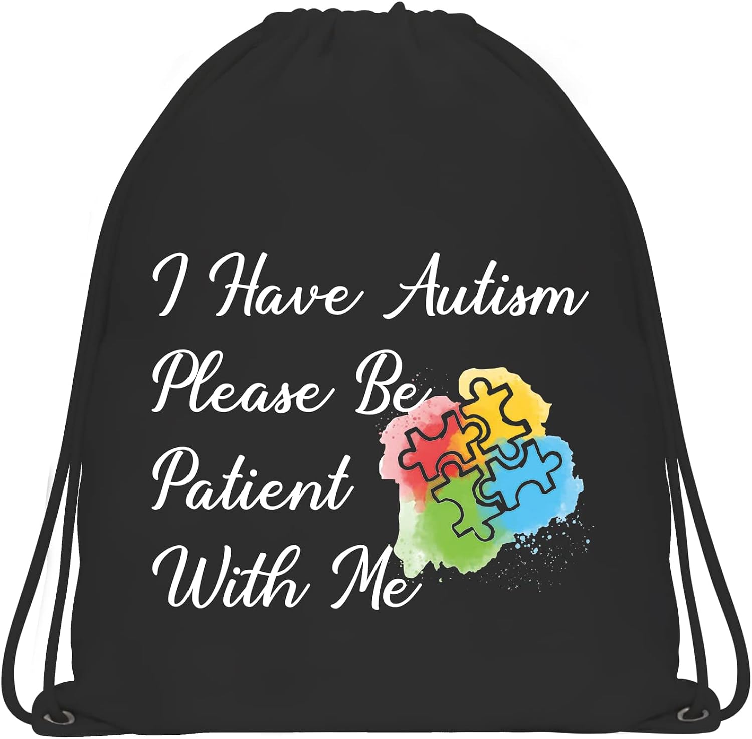 Autism Awareness Drawstring Bag Puzzle Piece Autism Mom Backpack for