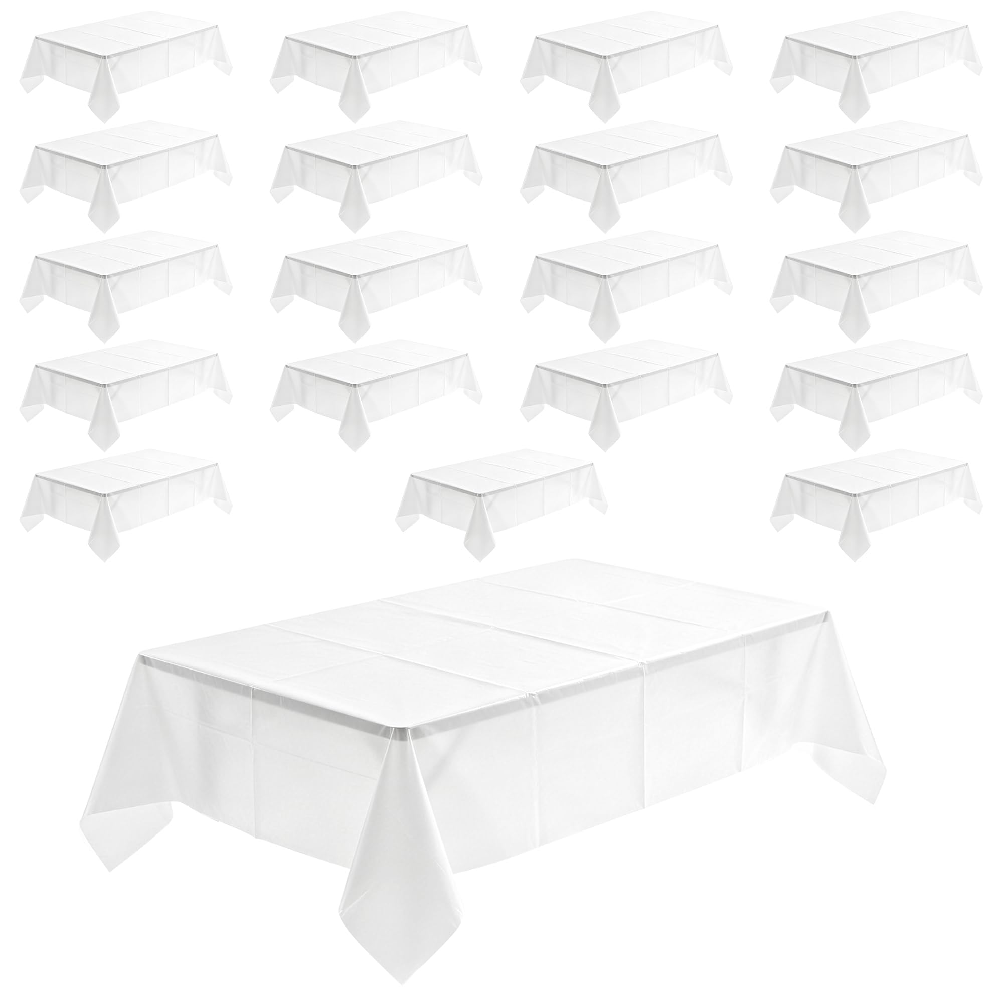 DAKFOOK 20 Pack 137 x 274cm White Table Covers, Large Disposable Table Cloth, Rectangular Plastic Tablecloths for Indoor Outdoor Birthdays Weddings Parties Picnics