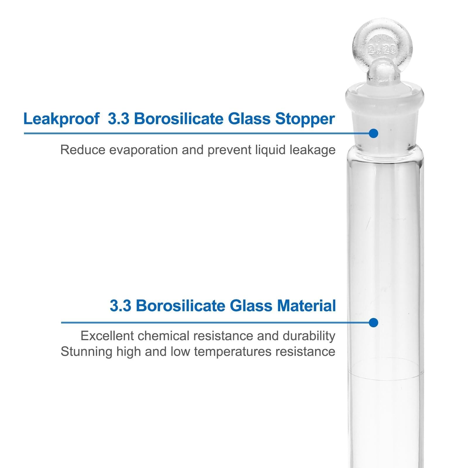 2000ml Messkolben, Borosilikatglas mit Glasstopfen - 2 Stück für präzise Laborexperimente
