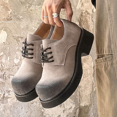 Men's Big Round Toed Lace Up Platfrom Oxfords Comfort Chunky Heel Non Slip Derby Shoes for Stylish Leisure Work Dress2
