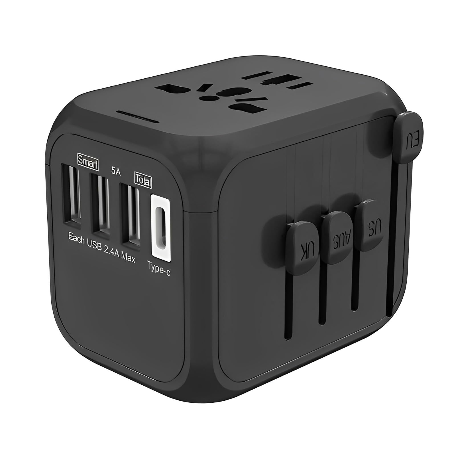 Arabest Travel Plug Adapter, International Power Adapters, Electric Socket Converterfor Overseas Travel Us Uk Eu Au(Black)