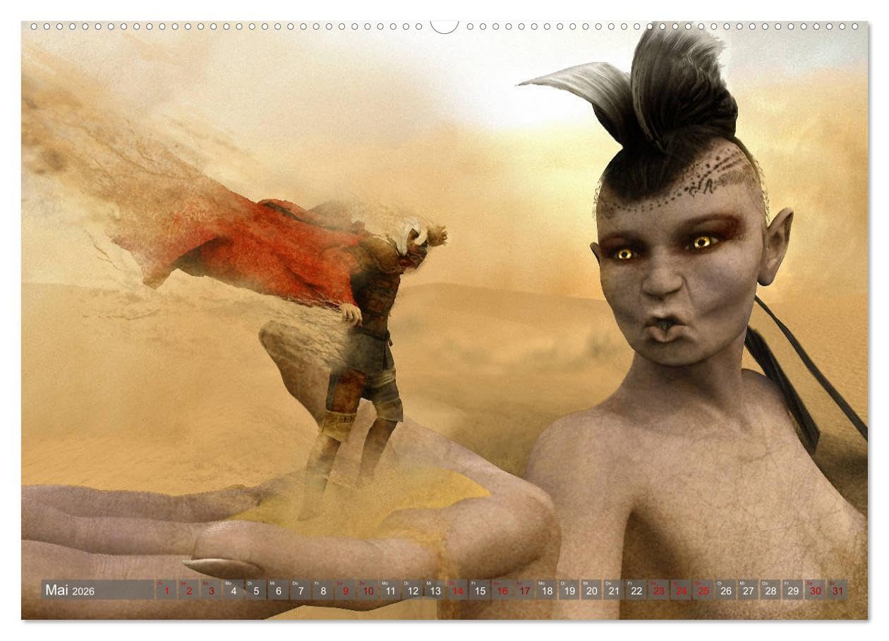 Helden, Drachen und Magie (Wandkalender 2026 DIN A2 quer), CALVENDO Monatskalender: 12 wundervolle Fantasybilder, die sie durch das Jahr begleiten. (CALVENDO Kunst)
