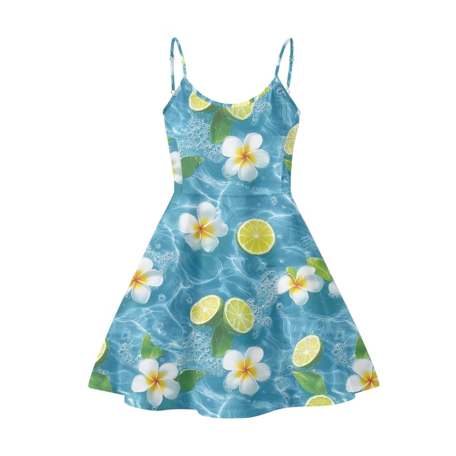 Women's Spaghetti Strap Dress Summer Casual Swing Sundress Girls Beachwear Swing Mini Dress