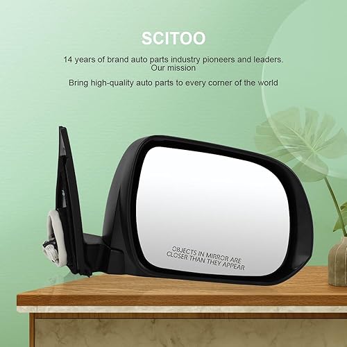 Miniatura 6 de SCITOO Espejo retrovisor lateral derecho del pasajero para Toyota Highlander Power 2008-2014, espejo exterior de repuesto negro TO1321245