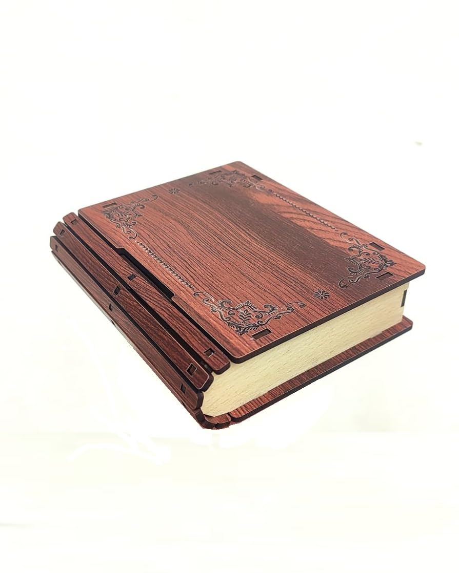 MeeCraft Wooden Hard Cover for Books - Vintage Storage Box and Case for Small Diaries and Albums, 14x15x4.8c m Outer, 10.6x12.8x3.7 cm Inner.-image-27