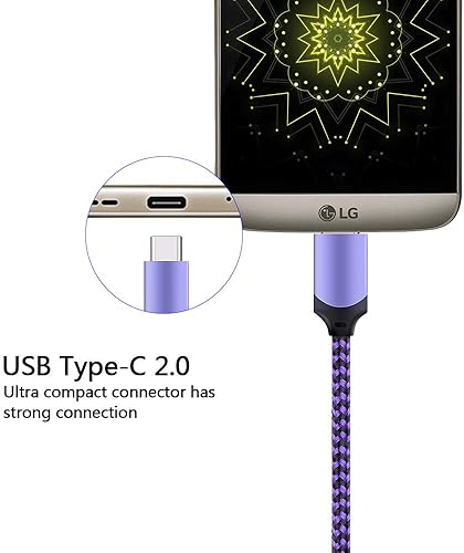 Miniatura 2 de Cable USB tipo C, 3 piezas de 6 pies de carga de teléfono compatible con Samsung Galaxy A14 A23 A22 A53 5G A73 A33 A52 A42 A32 A13 5G A20 A12 A03s,