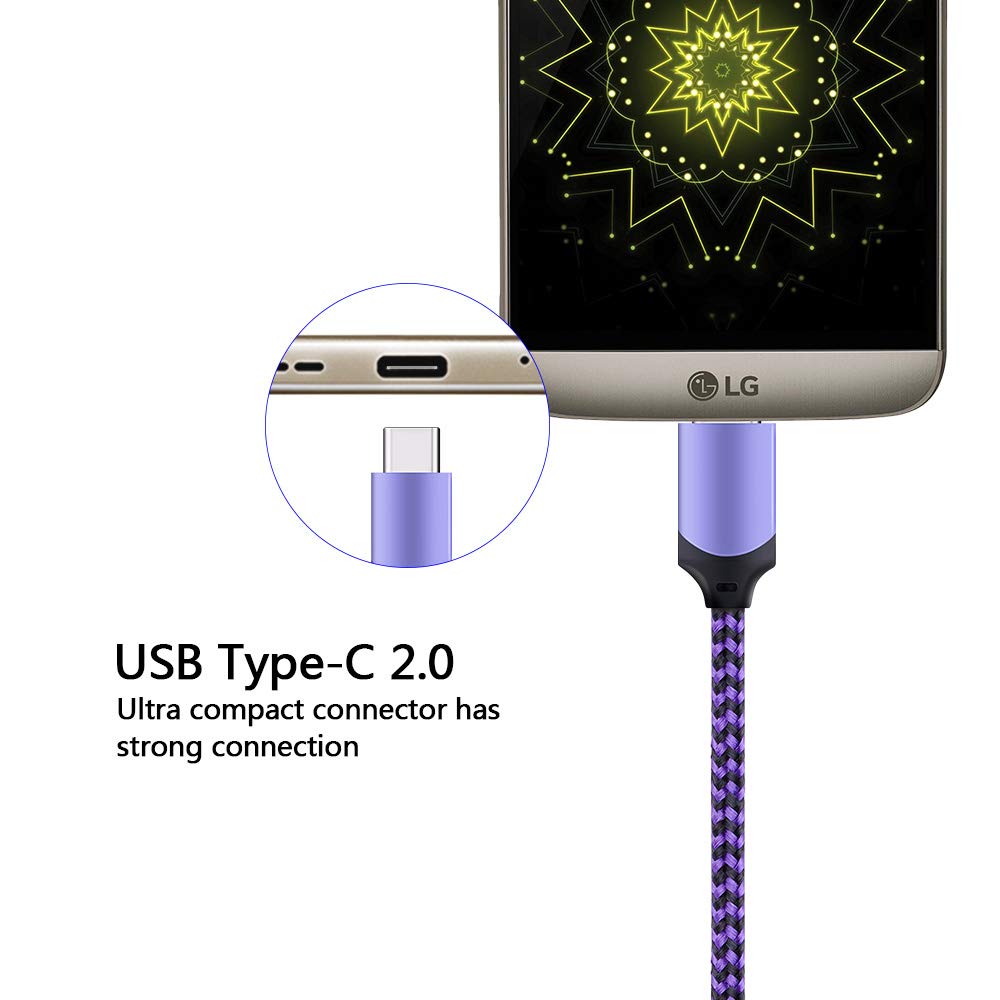 USB Type C Cable, 3Pcs 6ft Phone Charger Charging Cord Compatible for Samsung Galaxy A14 A23 A22 A53 5G A73 A33 A52 A42 A32 A13 5G A20 A12 A03s, S23 S22 S21 Ultra S20 FE S10 S10e S9 S8 Note 20 10 9 8