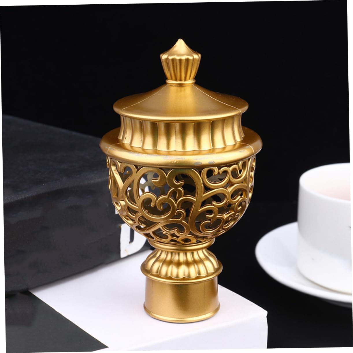 12pcs Gold Decorative Curtain Rod Finials End Caps for Window Treatments Roman Pole Fittings