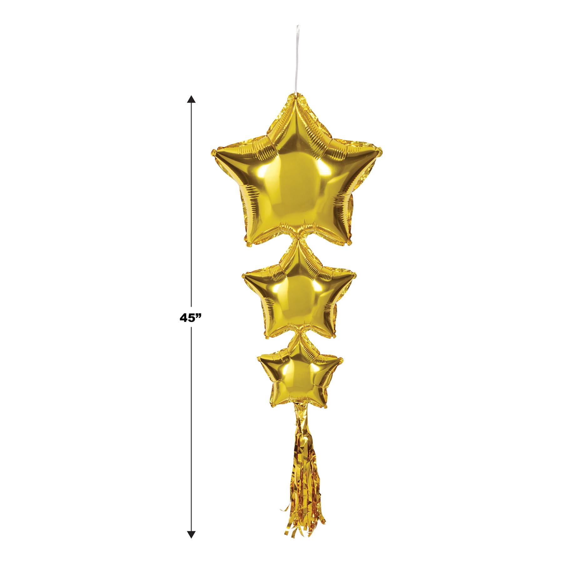 Beistle Paquete de telón de fondo de cumpleaños número 50 – Pancarta dorada de globos de aluminio "Happy Birthday 127.0 cm, globos de estrella con borlas y 2 cortinas de flecos negros, 8 x 3 pies