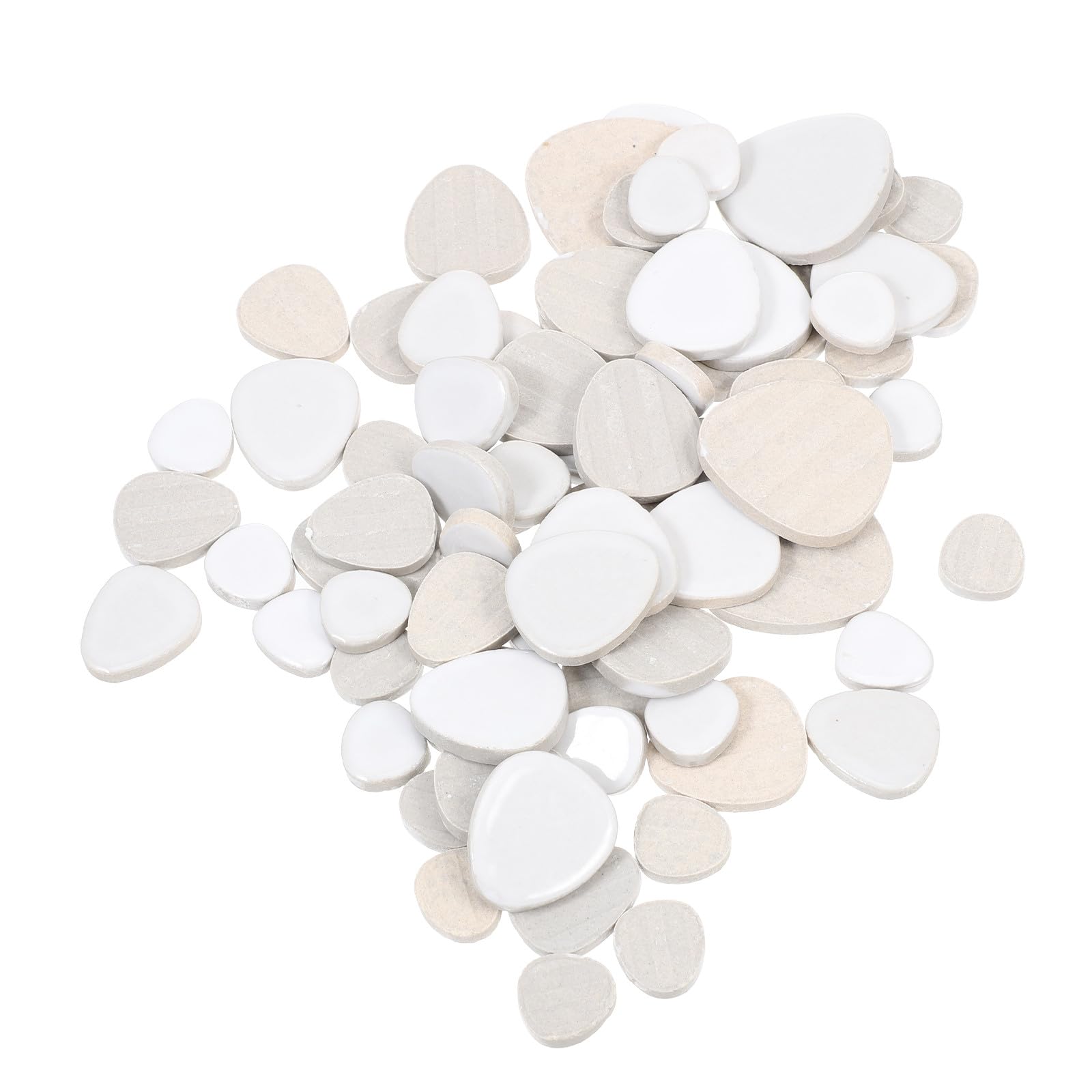 TOYANDONA Ceramic Mosaic Tiles DIY Pebble Stones Irregular Shape Ceramic Tile for Crafts 500G Natural Mosaic Stones for Art Projects and Home Decoration