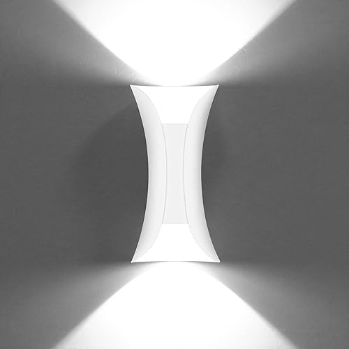 Kawell Lámpara de pared moderna creativa de 10 W, lámpara de pared LED hacia arriba hacia abajo, impermeable, IP65, lámpara de pared de aluminio,