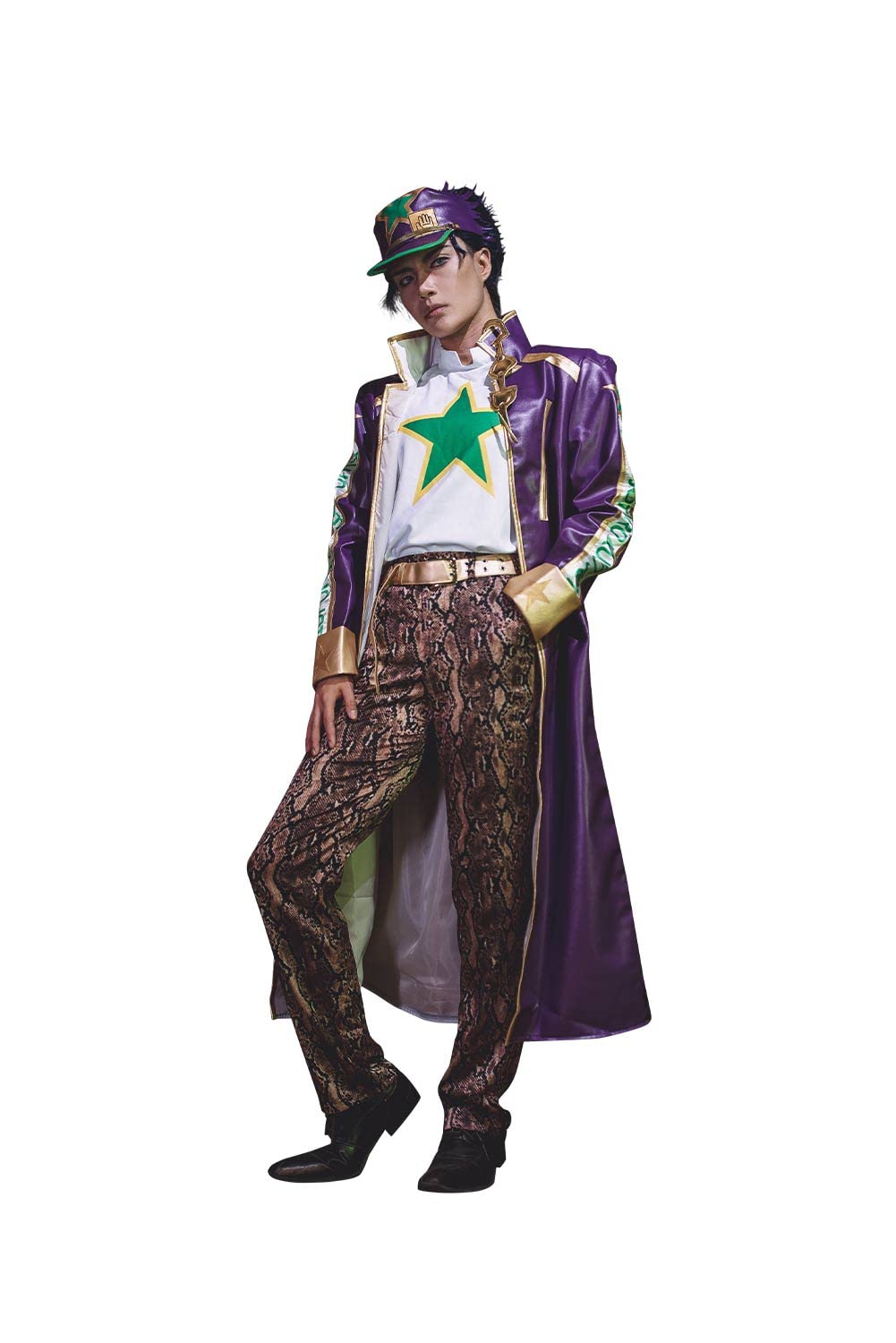 Jotaro Kujo Costume Leather Coat Outfit Shirt Pants Full Set Stone Ocean Cosplay Costume