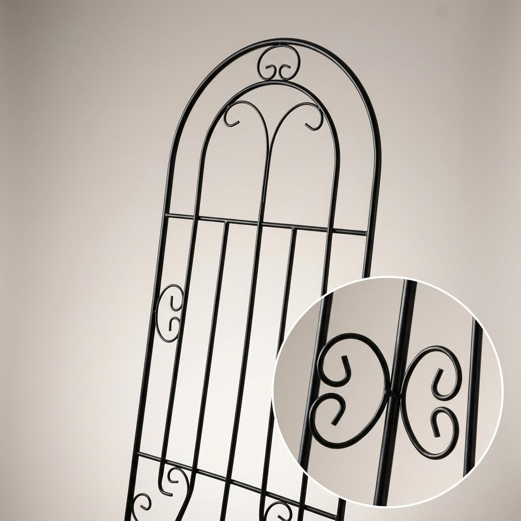 Traliccio da Giardino Arco in Metallo, Sezioni Preassemblate, Struttura per Fiori, Terrazze Panoramiche, Per Proprietari Giardino, Nero, 200 cm Altezza 50 cm Larghezza