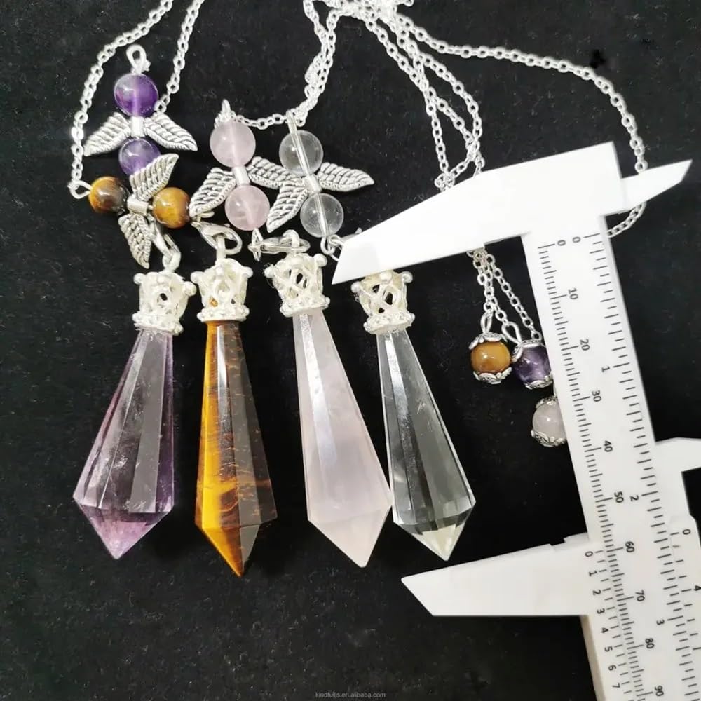 AtkitS Kristall Natürliche Kristall Pendel Facette Edelstein Pendulos Schmuck Anhänger Reiki Steine ​​für Heilung Wünschelruten Weissagung (Color : Amethyst, Size : 1PC)