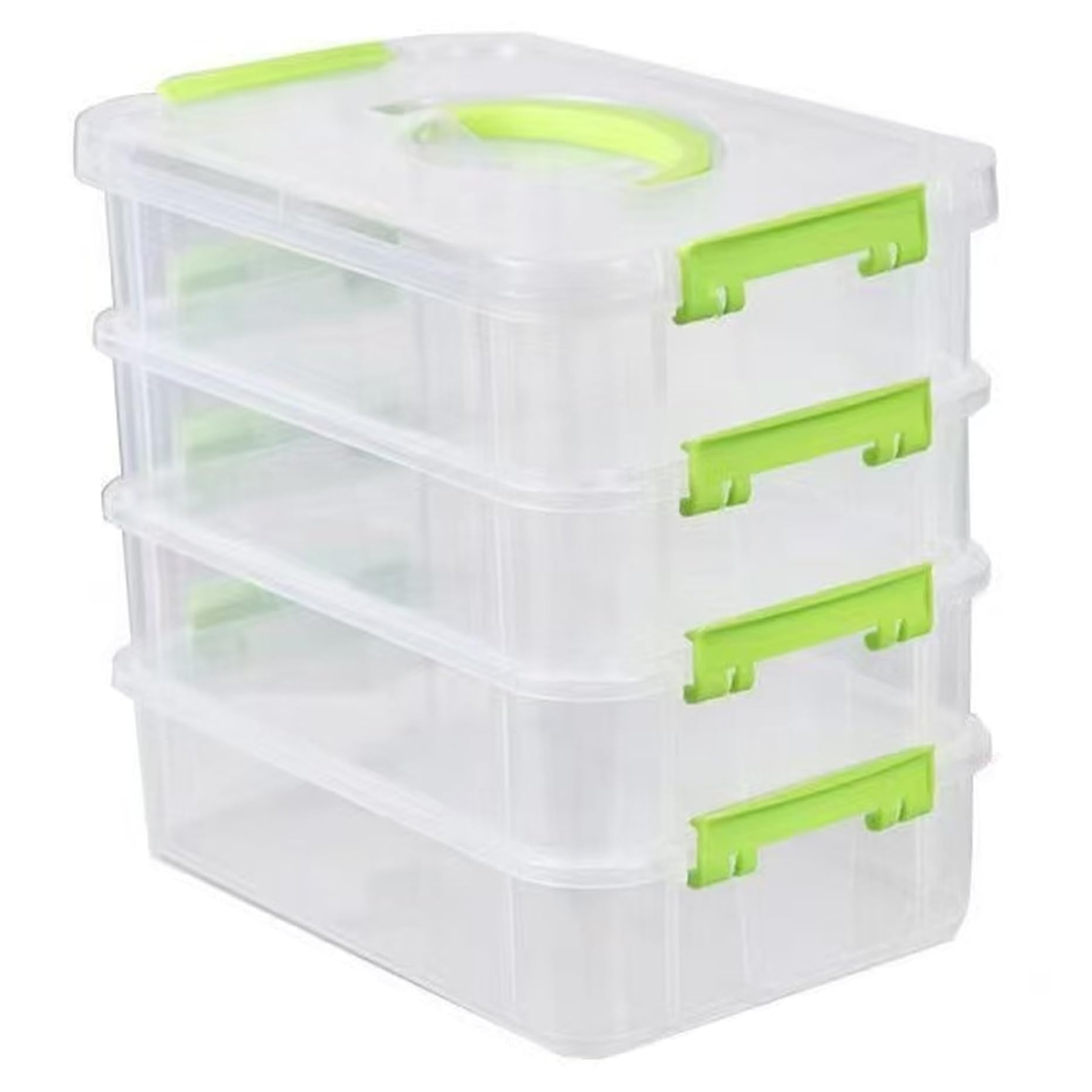 Conteneurs de rangement empilables et transportables en plastique vert