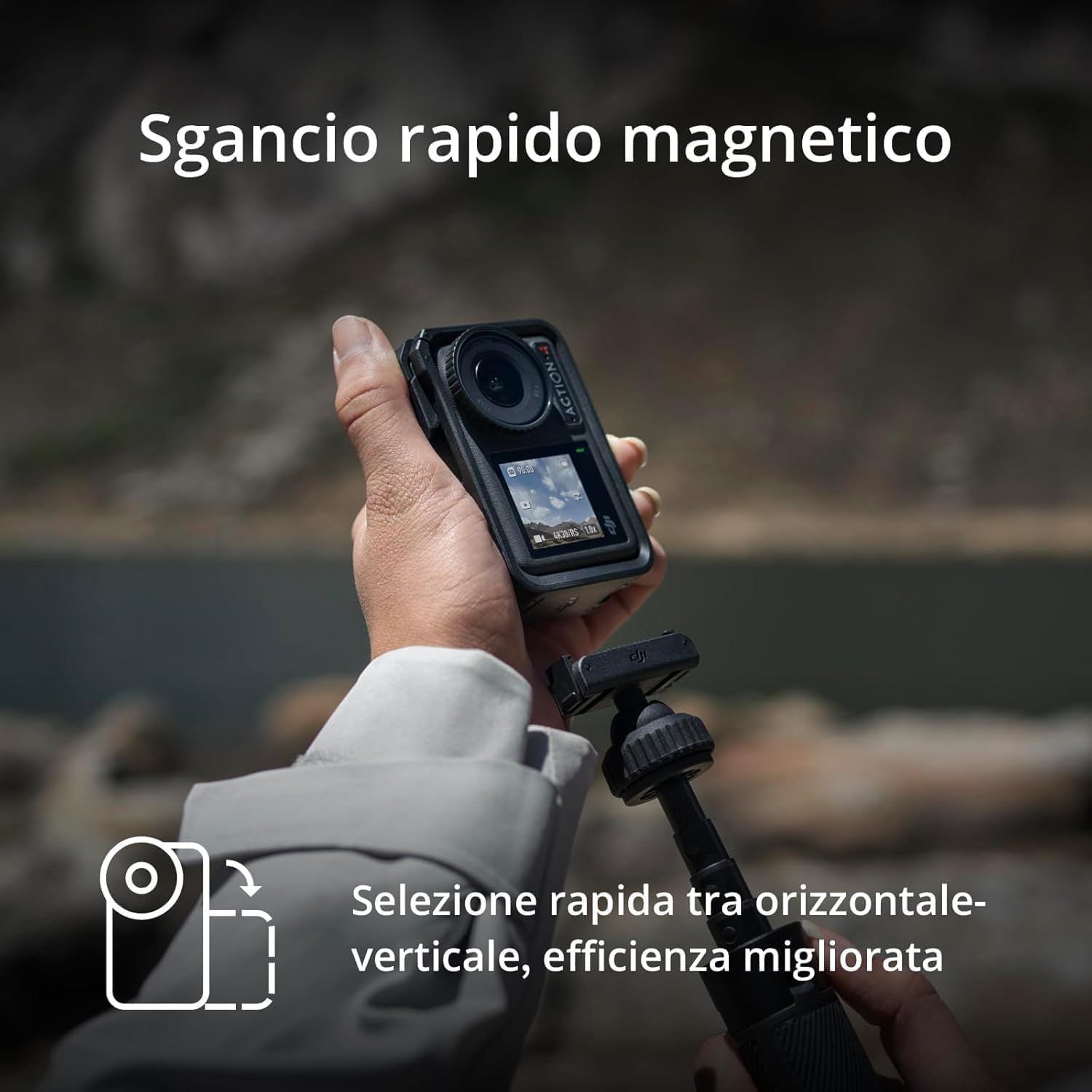 DJI Osmo Action 4 Combo Standard cam impermeabile 4K/120fps con sensore 1/1.3”, incredibili immagini con scarsa illuminazione, prestazioni cromatiche a 10 bit e D-Log M, batteria da 1770 mAh