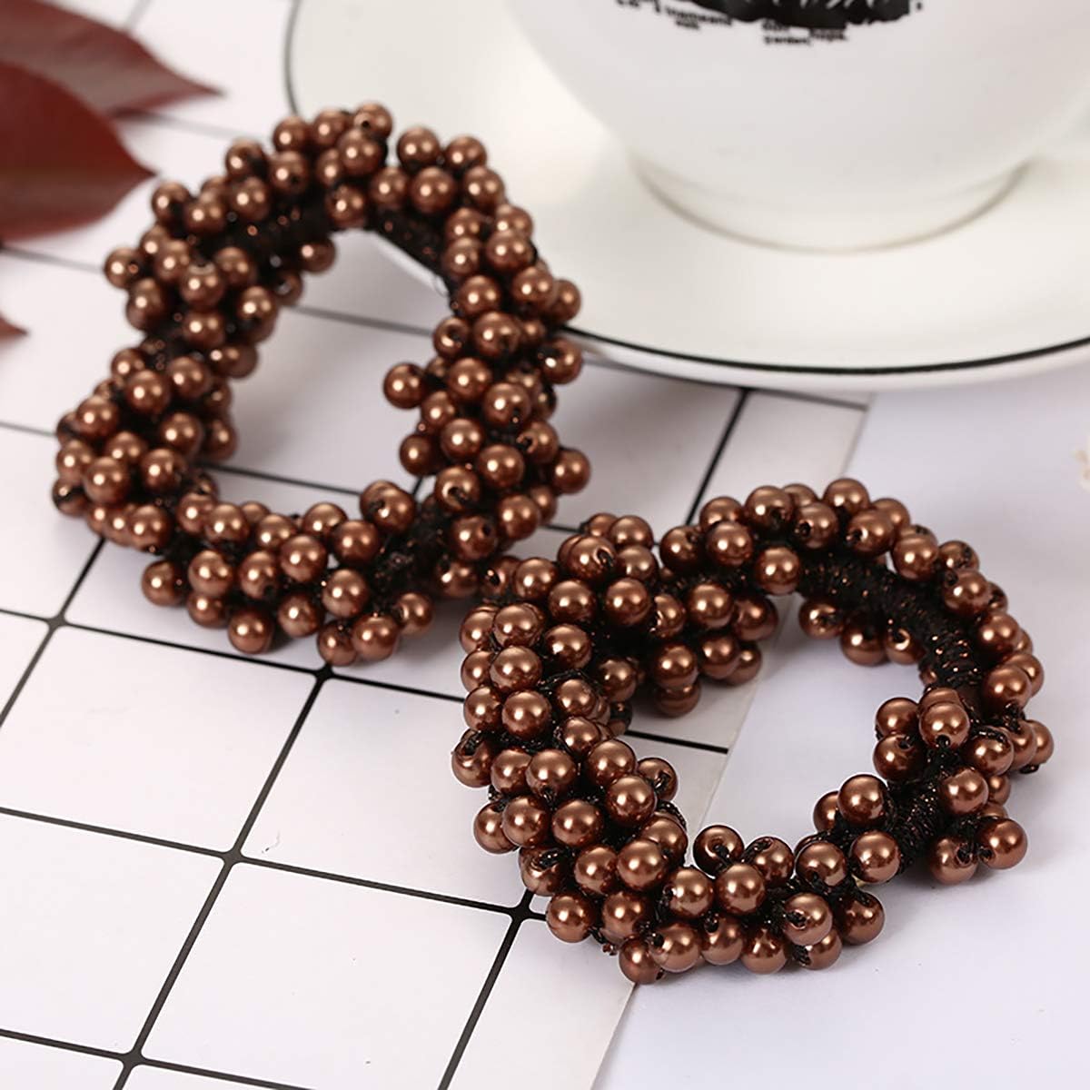 6PCS Fashion Imitation Pearl Elastic Hair Tie Hair Rope Scrunchie Stretch Ponytail Holders Hair Band Hair Accessories (Colour Random) - Image 5