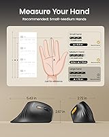 Vista 6 de ProtoArc Ratón ergonómico, EM11 NL Bluetooth recargable inalámbrico vertical, conectividad para 3 dispositivos múltiples para ordenador/PC/portátil