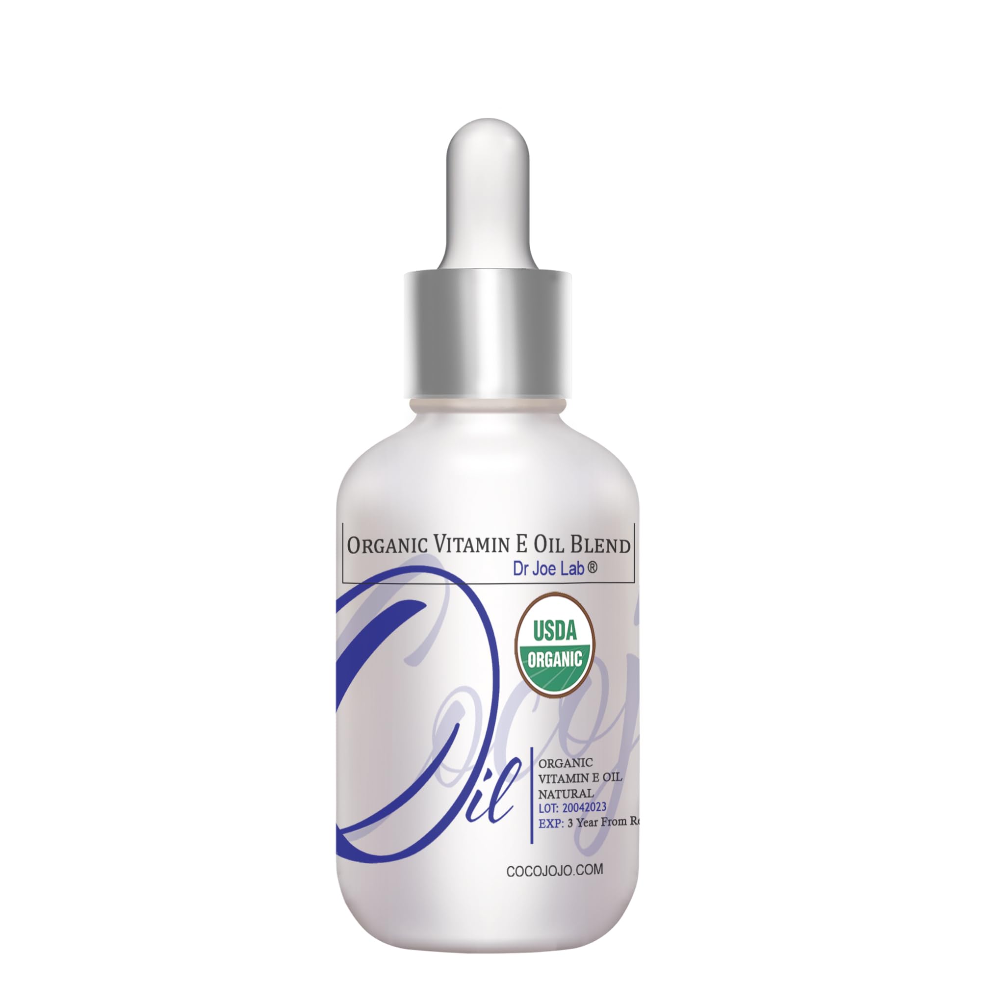 Dr Joe Lab Organic Vitamin E Oil for Skin, Liquid Vitamin E Oil for Hair, Face, Body Oil, Pure Natural Cold Pressed Unrefined, Moisturizes & Nourishes, Non GMO - 1 Oz