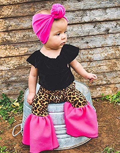 Toddler Girls Ruffle Leggings Leopard Print Plaid Bell Bottoms Flare Pants3