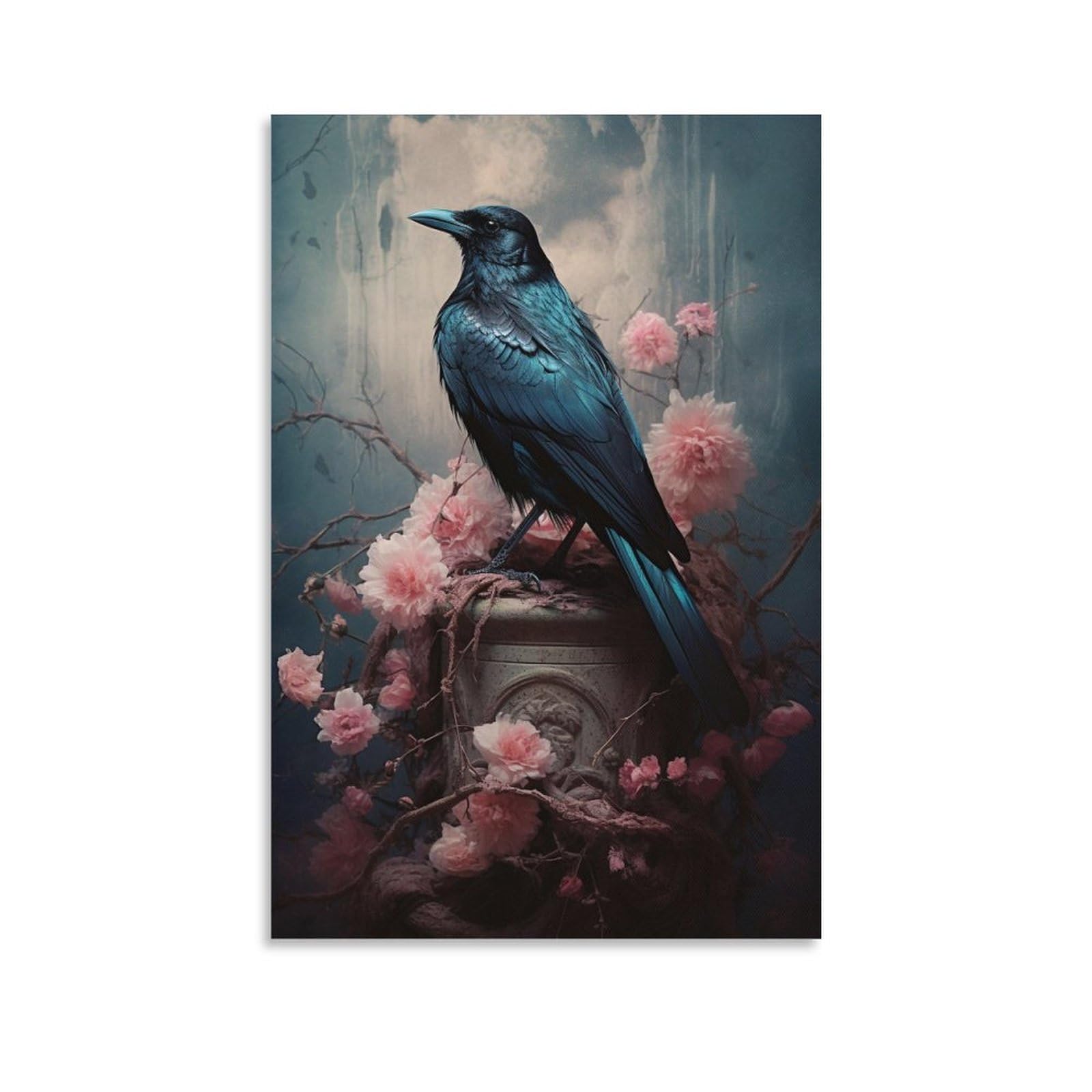 LZIMU Kuh Leinwand Bilder Niedliche Kuh Mit Blumen Poster Drucke Lustige Tiere Bild Rustikales Bauernhaus Kunstwerk Badezimmer Dekoration Gerahmt (Bild-5, (70.00 X 105.00 Cms