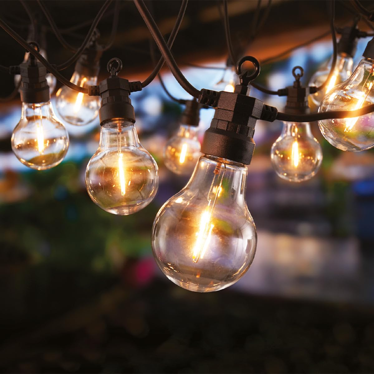 Ghirlanda luminosa esterna collegabile 10 globi trasparenti LED bianco caldo PARTY CLEAR HYBRID 7.50m solare e su rete
