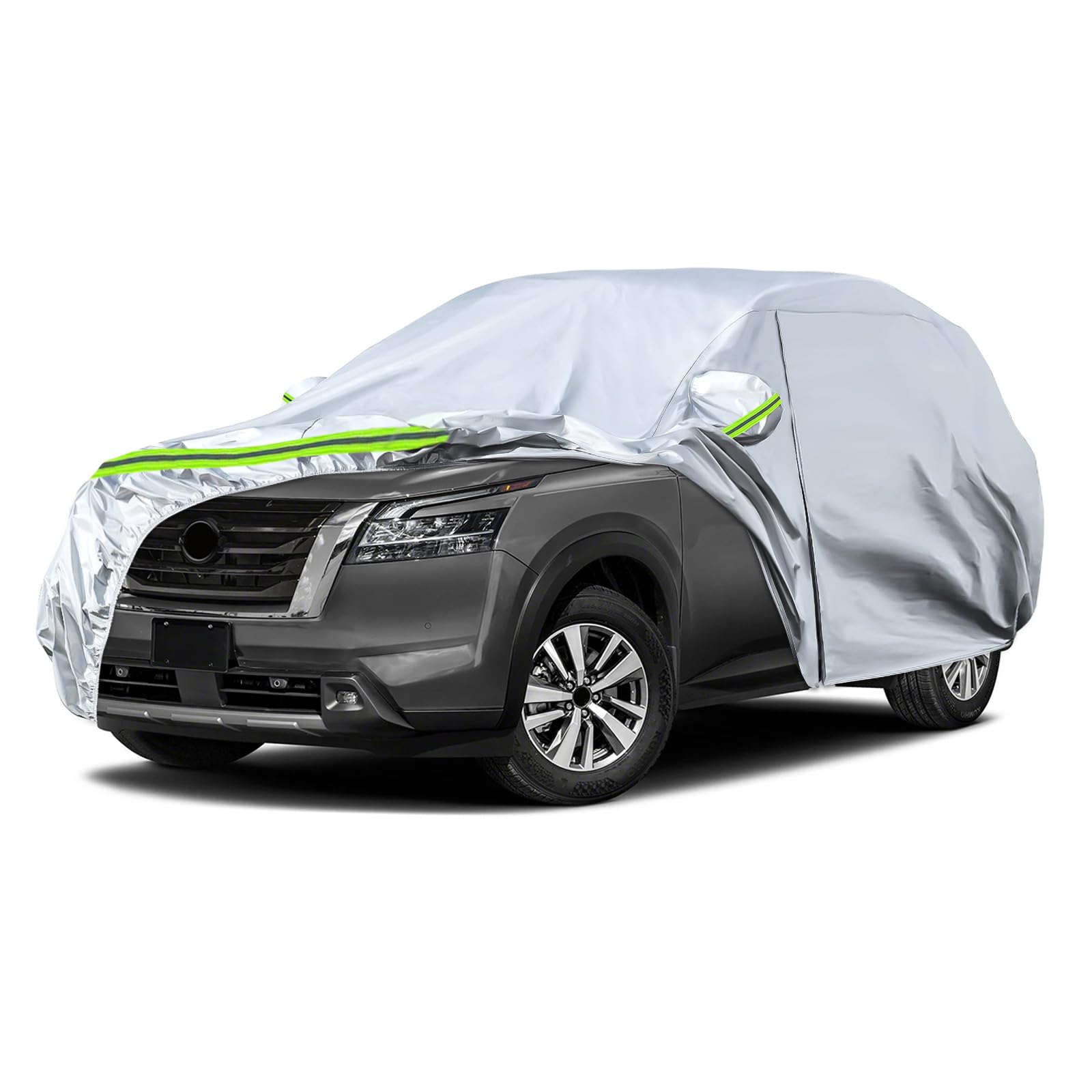 6 Layers Waterproof Car Covers Replace for 2012-2026 Nissan Pathfinder | All Weather Car Cover with Cotton Liner, Zipper Door, Windproof Bands for Snow Rain Dust Protection