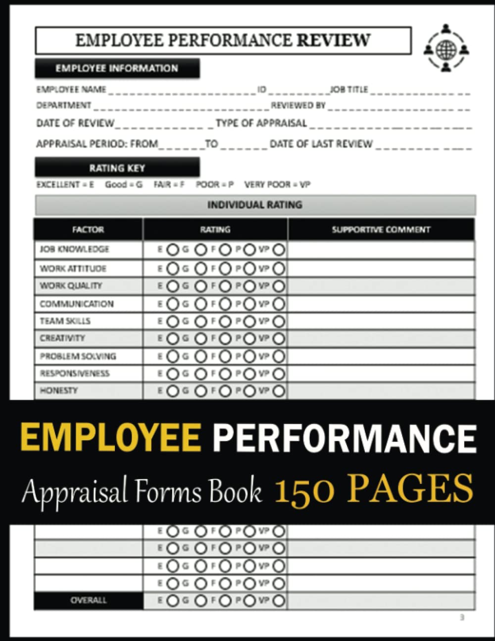 Employee Performance Appraisal Forms Book: (15+ Performance criteria's). Worker Review and Evaluation Book.