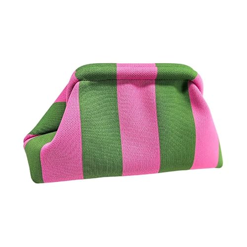 YOUSIS Bolsos de mano de bola de masa hervida para mujer, bolsos de mano tejidos casuales de punto, bolsa de mano para cena y fiesta (rayas más grandes). B), Rayas más grandes. B, Talla única