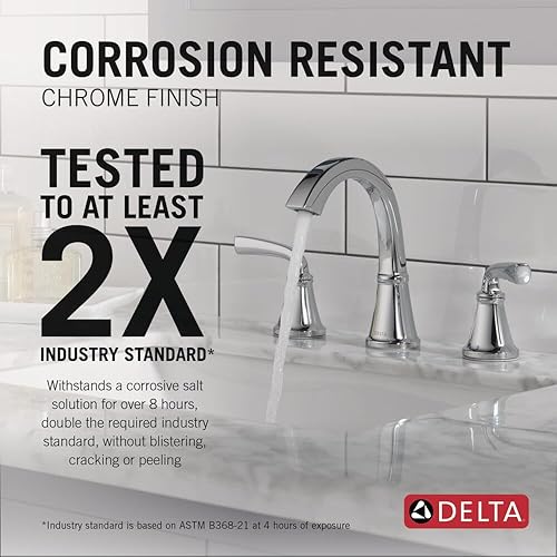 Vista 9 de Delta Geist 35864LF-BL - Grifo de baño negro mate de 3 agujeros, 8 pulgadas para tocador, montaje de drenaje push-pop, negro mate 35864LF-BL