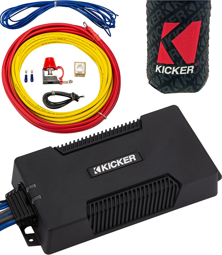 KICKER Amp and Wiring Kit Package of 2 Items 300W Mono PXA Series Marine Amplifier with 8AWG Power Wiring Kit - Boat Kit - 48PXA300.1 Amplifier & 47KMPK8 Wiring Kit