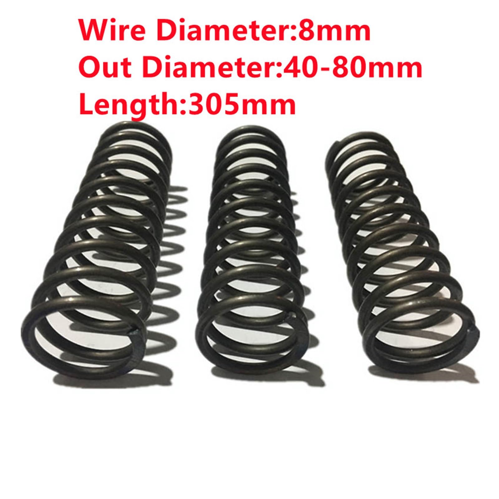 Hochleistungsfeder Stahlkompressionsfeder großer Druckfeder, 8 mm Drahtdurchmesser*40/45/50/60/70/80 Out -Durchmesser*305 mm Länge
