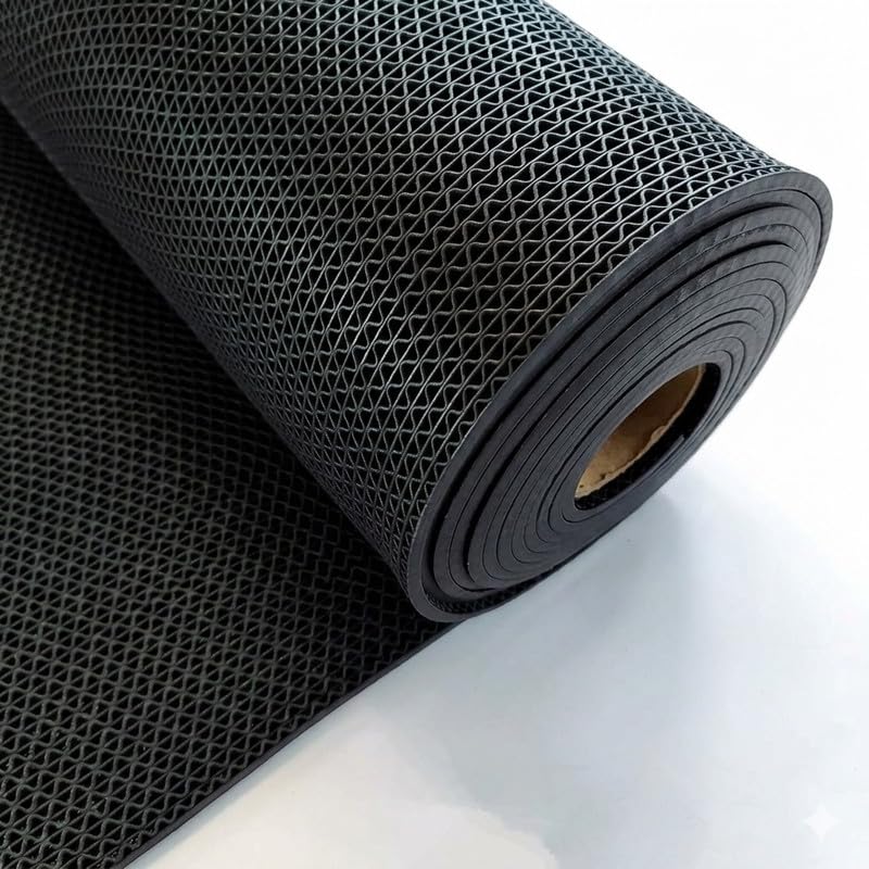 Image of TIB Anti Skid & Multipurpose PVC Rubber Mat for Floor, Swimming Pool Mat, Shower Mat, Carpet, Rainmat, Bathroom Mat, Waterproof Entrance Doormat, 2X10 Feet Black